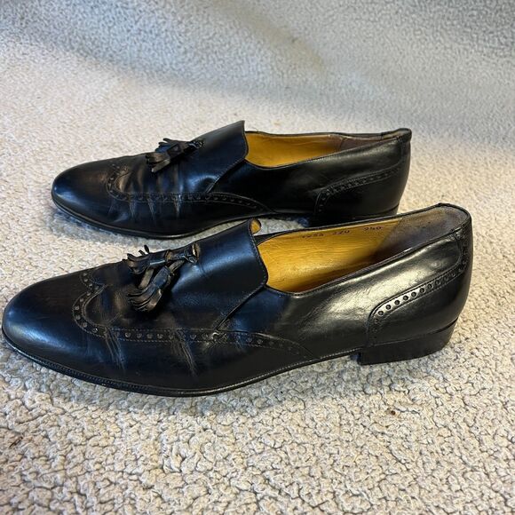 Salvatore Ferragamo Wingtip Loafers Mens 9.5D  Black Leather Tassle Dress Shoes main image 11